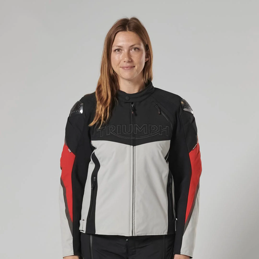 Triumph Mens Triple Sports Tri Tech Jacket Black / Grey / Red - Image 13
