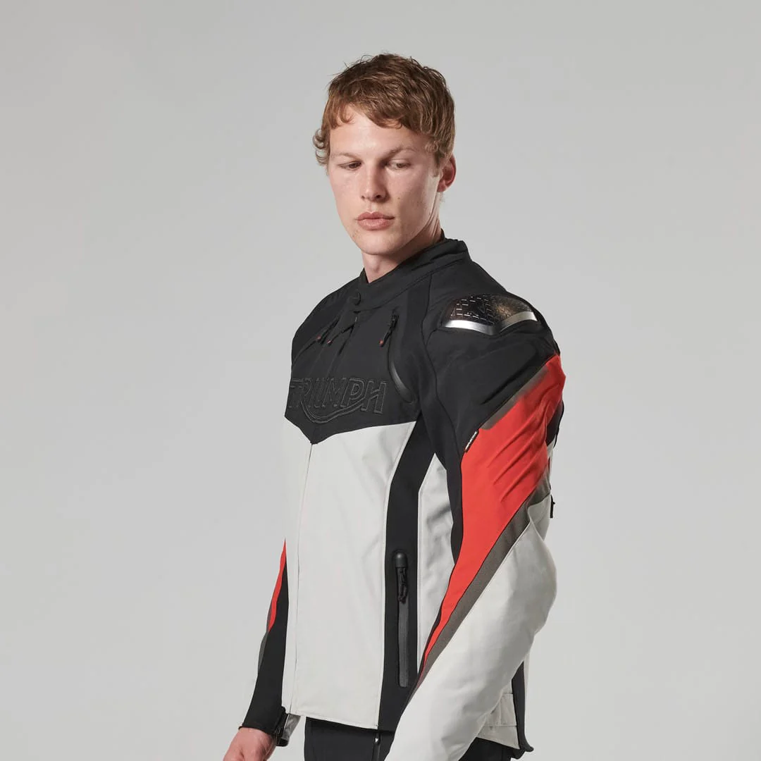 Triumph Mens Triple Sports Tri Tech Jacket Black / Grey / Red - Image 8
